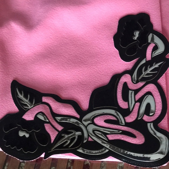 Christopher Kane Pink Mini Skirt With Art Nouveau Motif - Crepe Wool Wrap-Effect - Picture 5 of 13